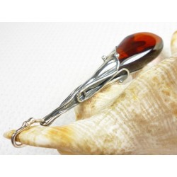 Wisiorek srebrny z bursztynem, handmade 611-41