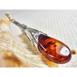 Wisiorek srebrny z bursztynem, handmade 611-53