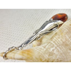 Wisiorek srebrny z bursztynem, handmade 611-53