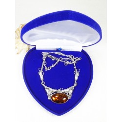 Naszyjnik Srebro z Bursztynem, handmade 760-14