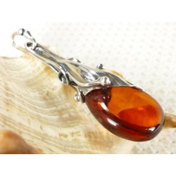 Wisiorek srebrny z bursztynem, handmade 622-22