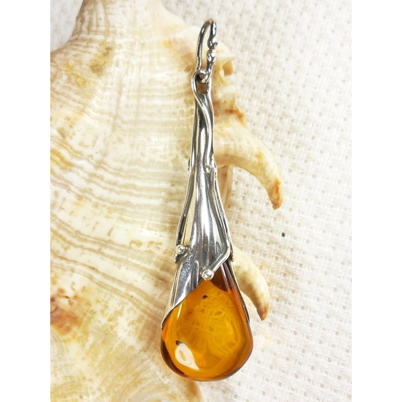 Wisiorek srebrny z bursztynem, handmade 622-26