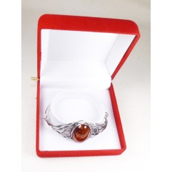 525-3 Bransoleta Srebro z Bursztynem -HAND MADE-