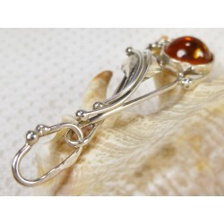 Wisiorek srebrny z bursztynem, handmade 605-19