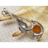 Wisiorek srebrny z bursztynem, handmade 605-19