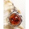 Wisiorek srebrny z bursztynem, handmade 613-11